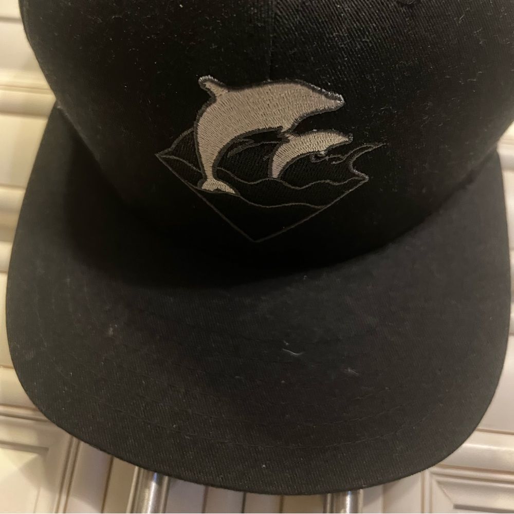 PINK+DOLPHIN Snapback Strap Buckle Hat Satin Black Original Design
